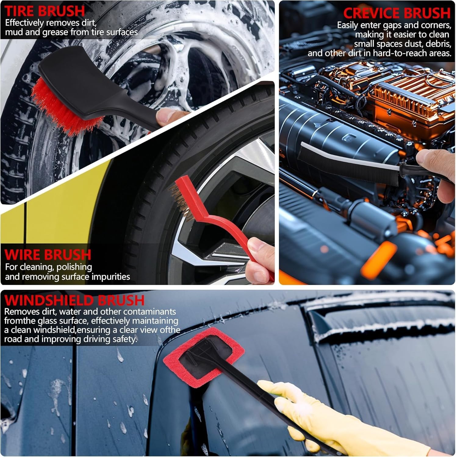 32Pcs Car Detailing Kit, Auto Detailing Brush Set and Drill Brush Attachments…