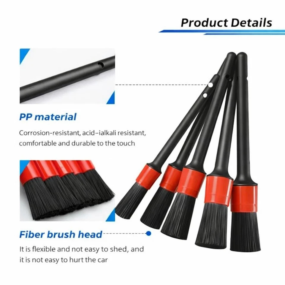 Car Detailing Cleaning Brush Tire Rim Washing Scrub Wheel Cleaner Tool Kit 5Pcs
