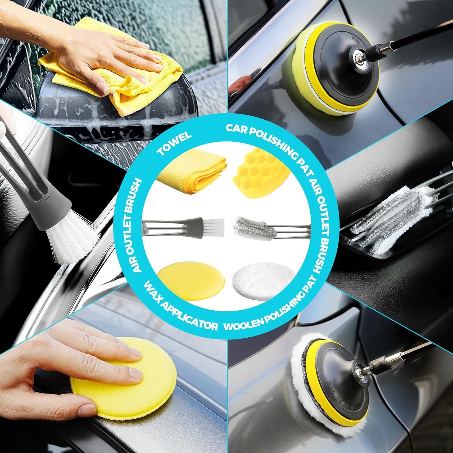 30PCS Car Detailing Kit Cleaning Brush Set Interior Exterior Wheel Tools