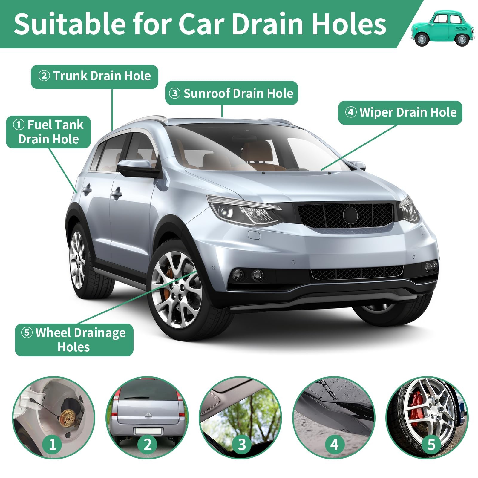 Opvixi 3 PCS Sunroof Drain Cleaning Tool, 120 Inch Long 120inch, green