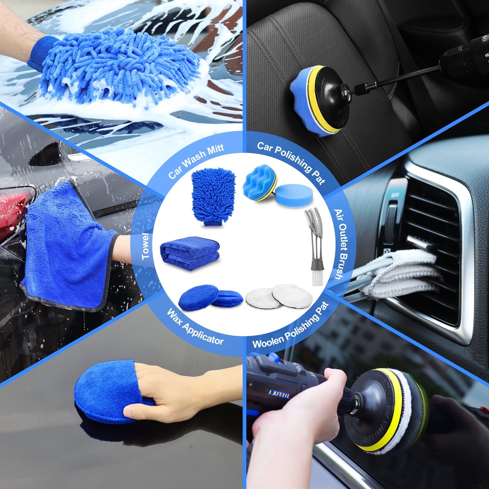 27Pcs Car Detailing Kit – Complete Car Cleaning Brush Set & Accessories for Inte