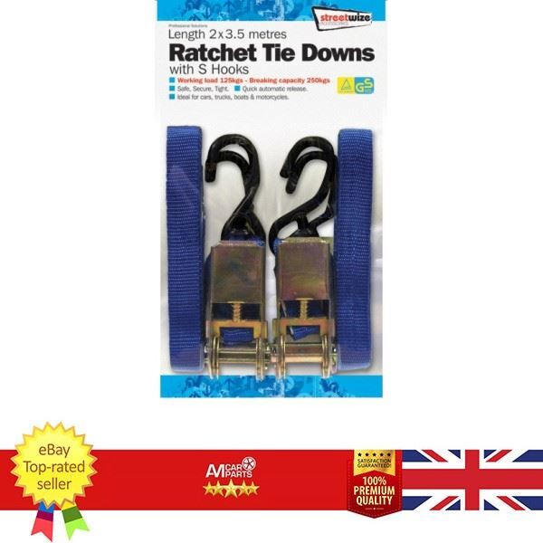 Ratchet Tie Down S Hooks – 3.5m – Pack Of 2 STREETWIZE SWTD6 (Ratchet Straps)