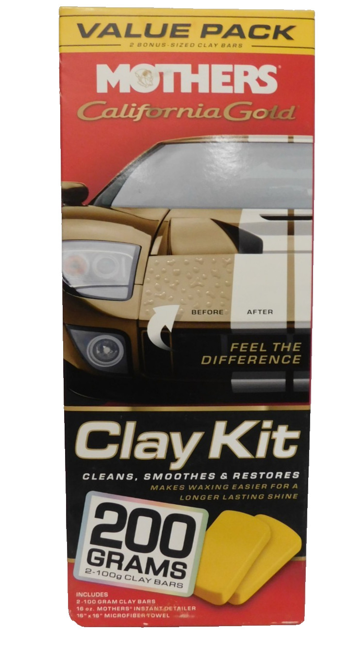Mothers California Gold ValuePack 2-100 Grams Clay Bars,16oz Detailer,Mic.Towel
