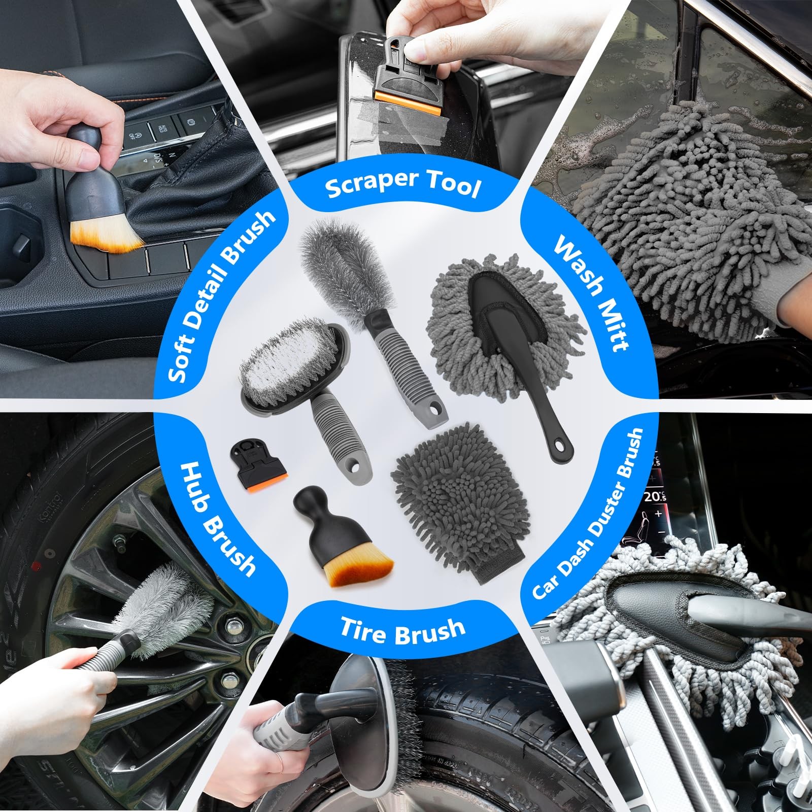 ThinkLearn Car Wash Detailing Kit with Foam Gun, Cleaning Gray(33PCS)