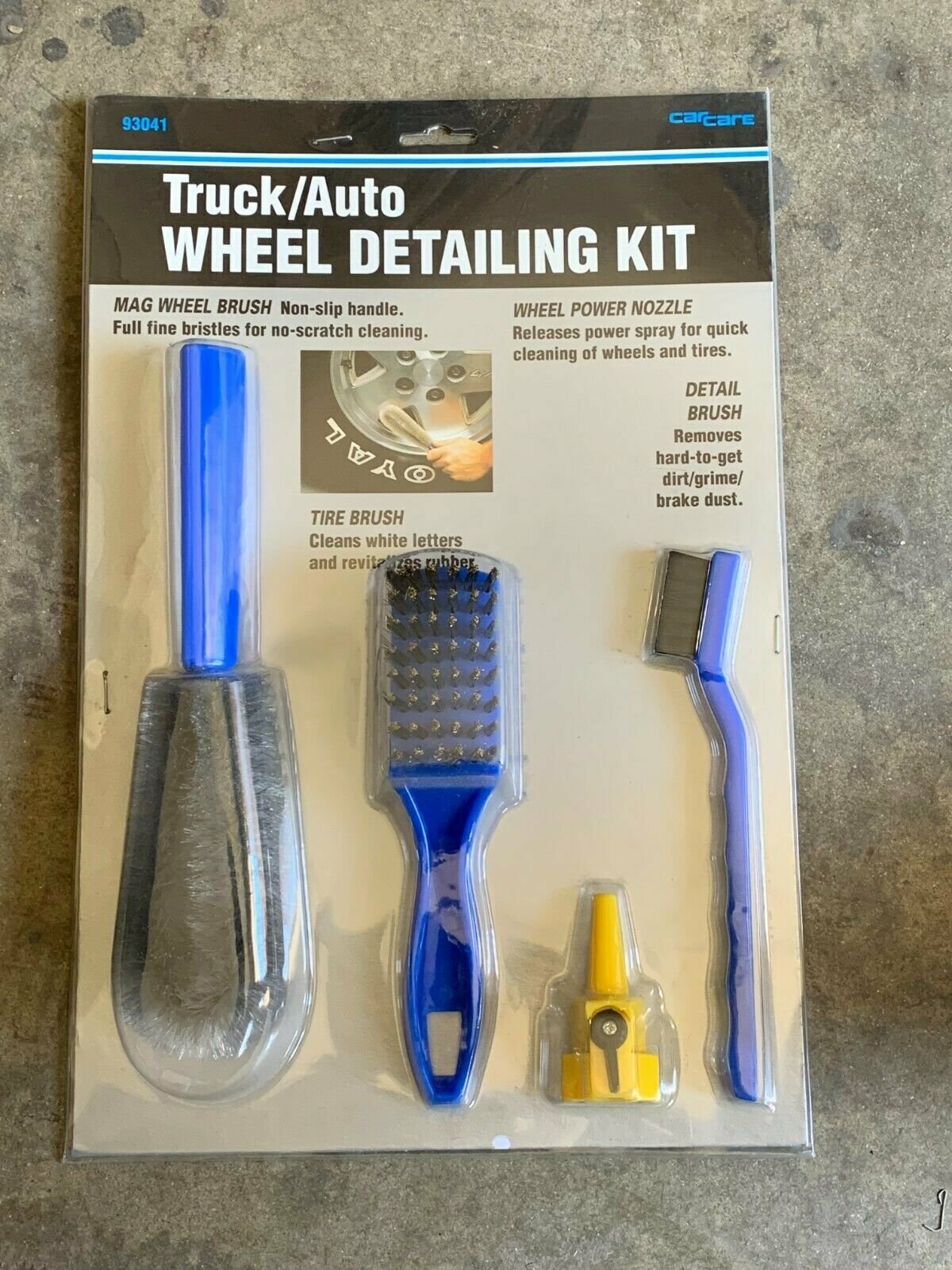 Tire Wheel Detail Wire Brush Kit For Tire Wash- 3 Piece Brush & Wheel Nozzle 2PC