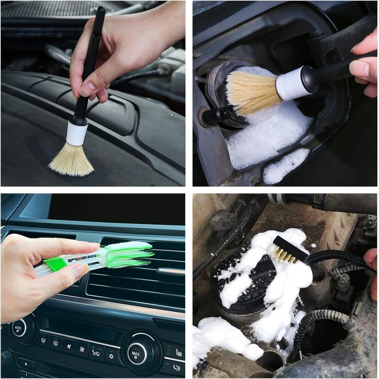 Car Detailing Kit 10pcs Includes Soft & Wire Brushes for Interior Exterior Cl…