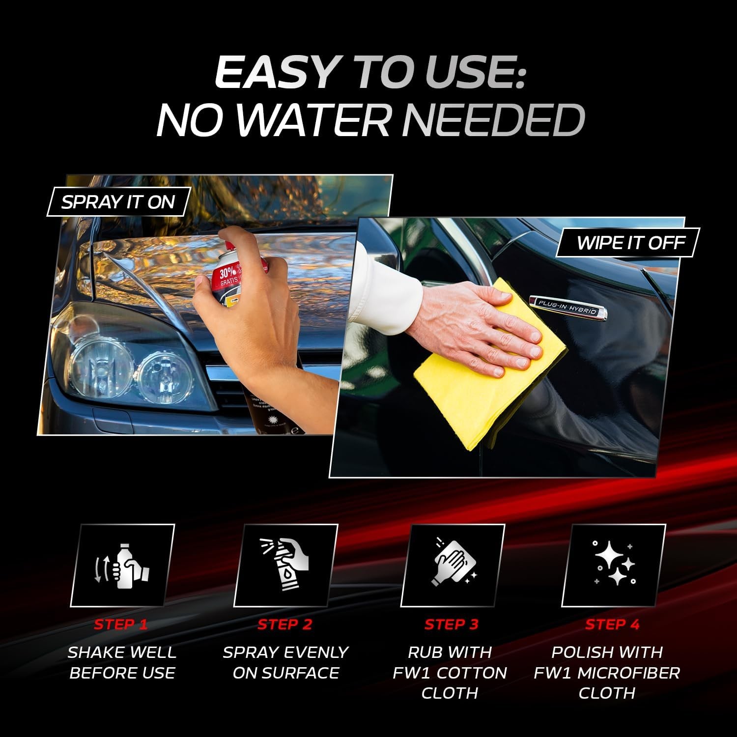 FW1 Car Wax & Waterless Wash 6 Pack 17.5oz – For Cars, Trucks, RVs