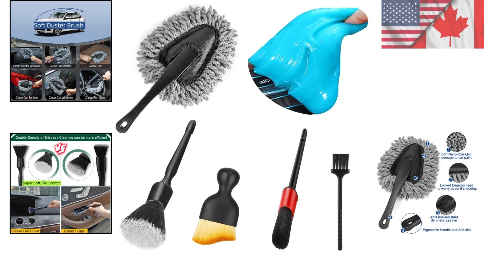 Luxury Car Interior Duster Brush Cleaning Kit – Scratches Free Detailing Tools