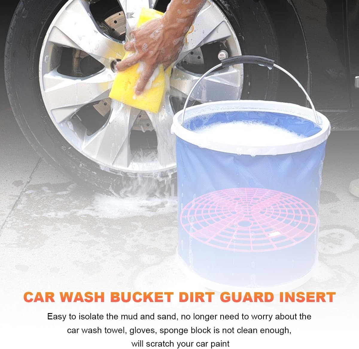 2 PCS Car Wash Bucket Inserts, Dirt Guard Filter Helps Remove Dirt Debris, 12 In