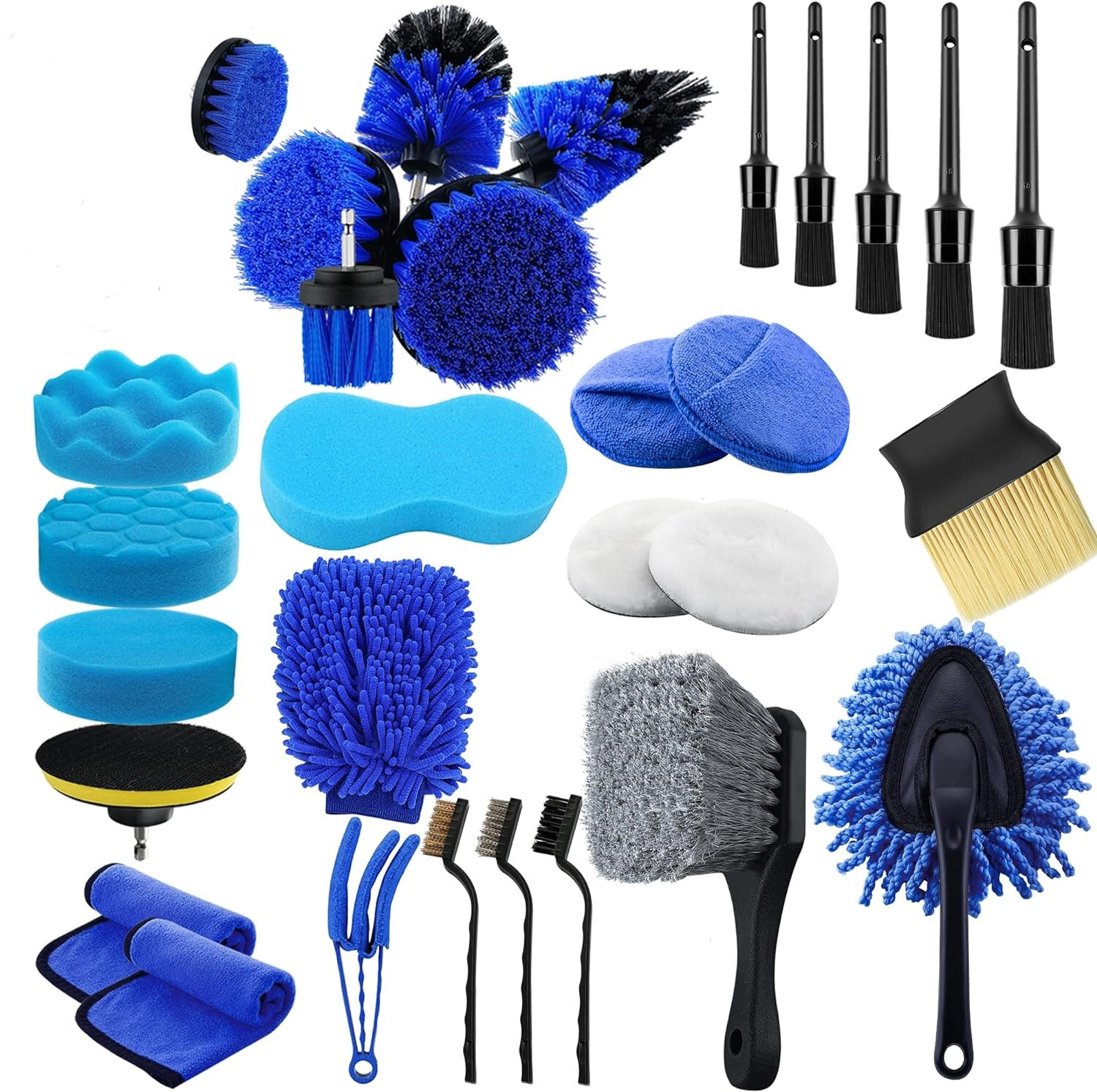 29Pcs Car Wash Cleaning Kit, Wheel Drill Brush Polishing Set ,Auto Supplies Tool