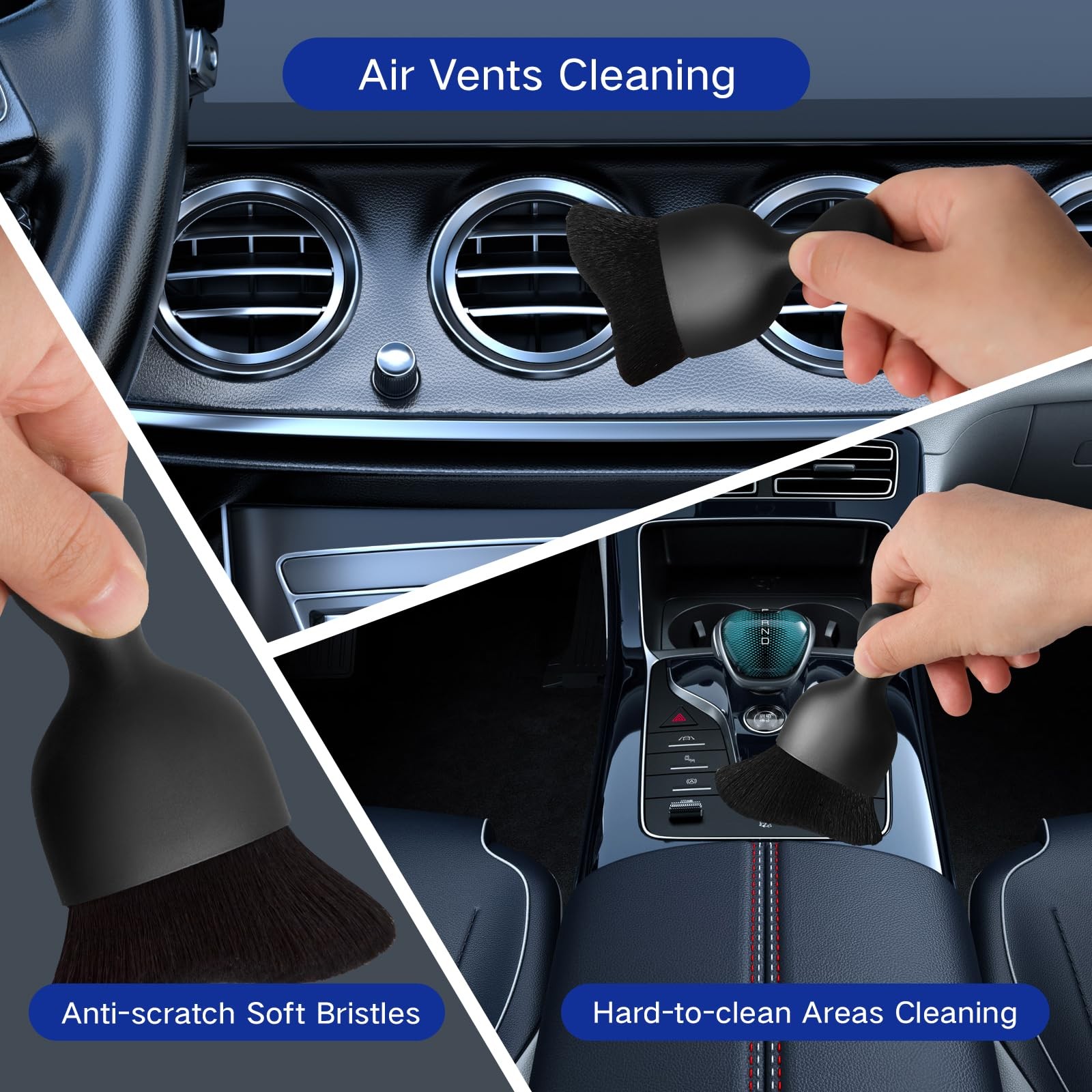 Qydipclin 11pcs Windshield Cleaner Tool, Car Window Cleaning Wash Kit Blue