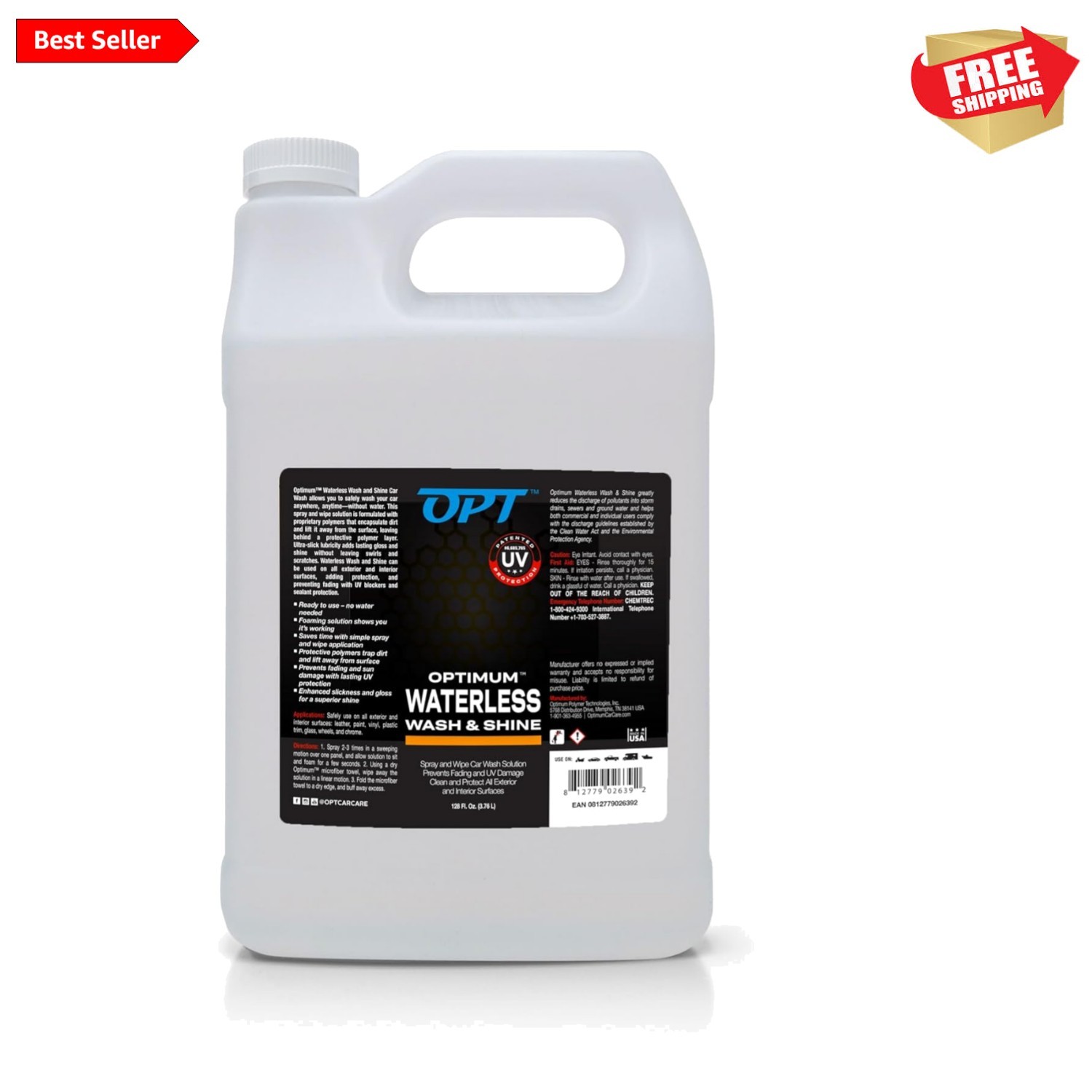 Optimum Waterless Car Wash – 1 Gallon Spray for All Surfaces with Glossy Shine