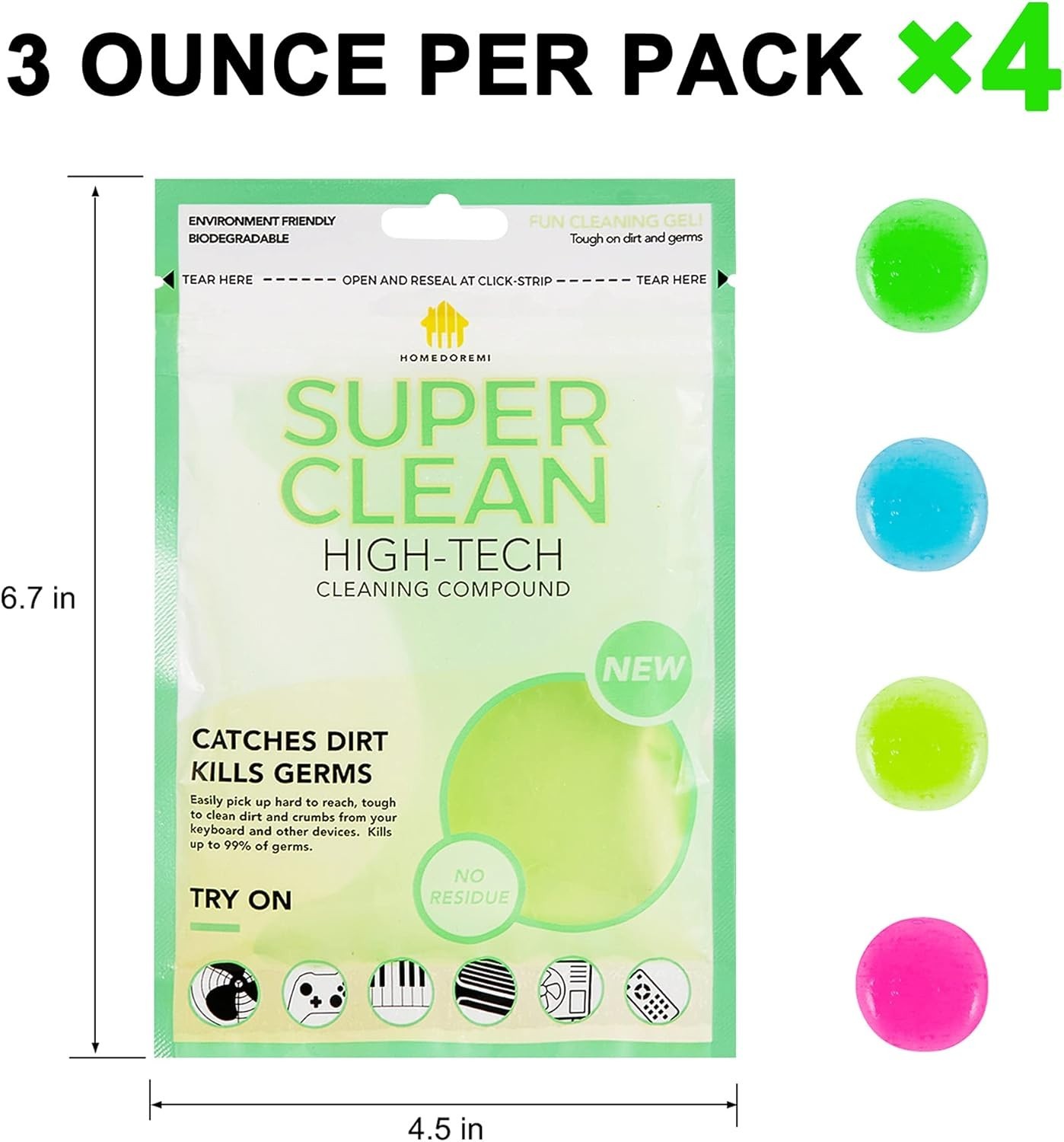 Car Cleaning Gels 4-Pack, Car Cleaning Putty Universal Auto Detailing Tools C…