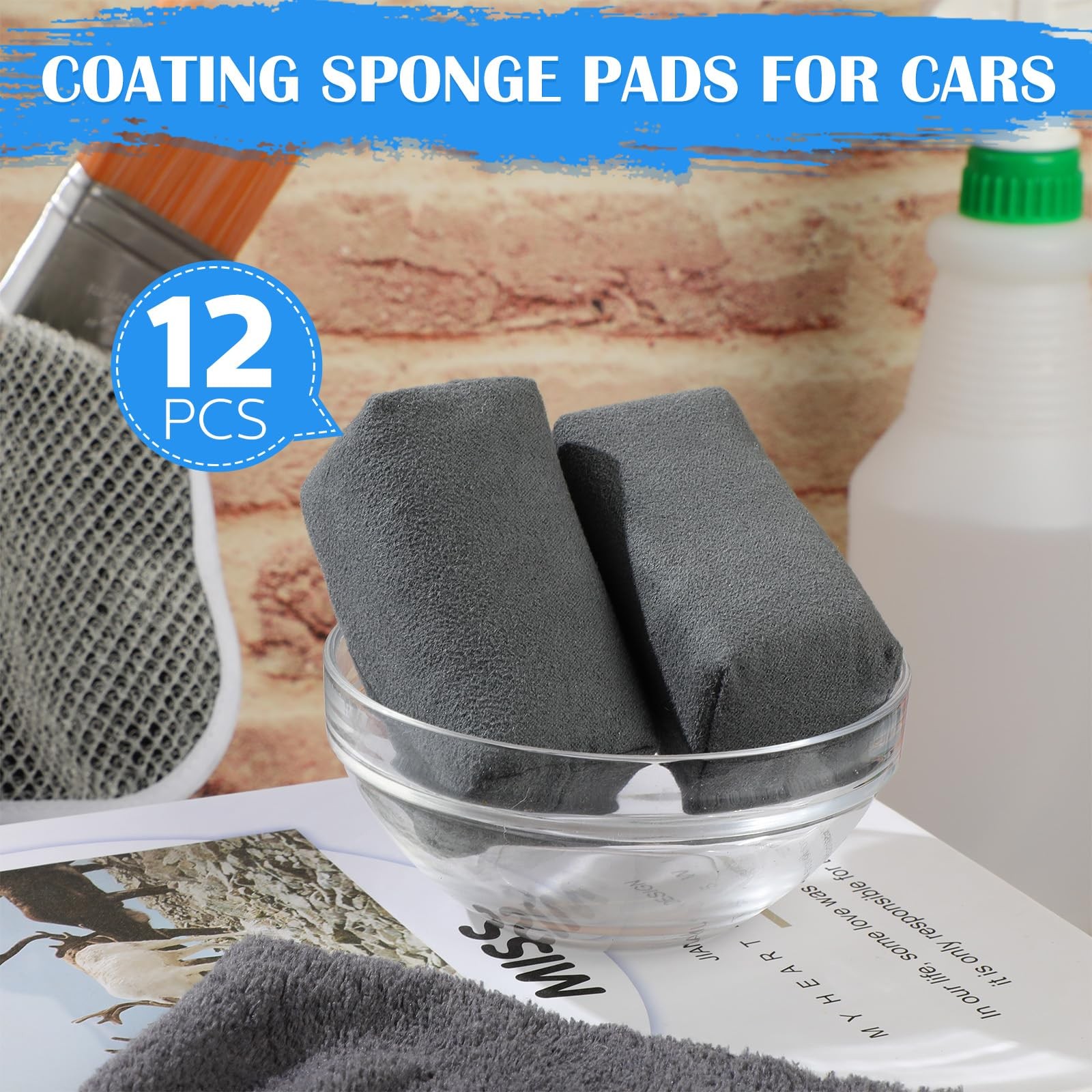 Riakrum 12 Pack Microfiber Applicator Pads 1.57 x 3.15 x inches, Gray