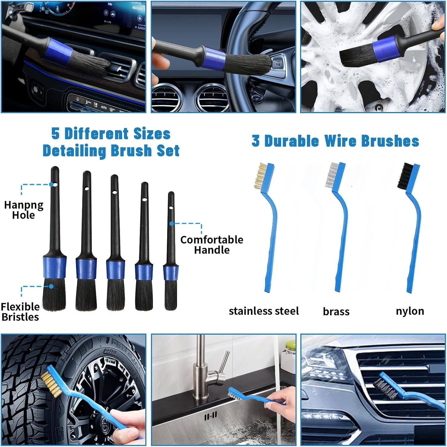 36PCS Car Detailing Kit with Drill Brushes, Polishing Pads & Wash Tools