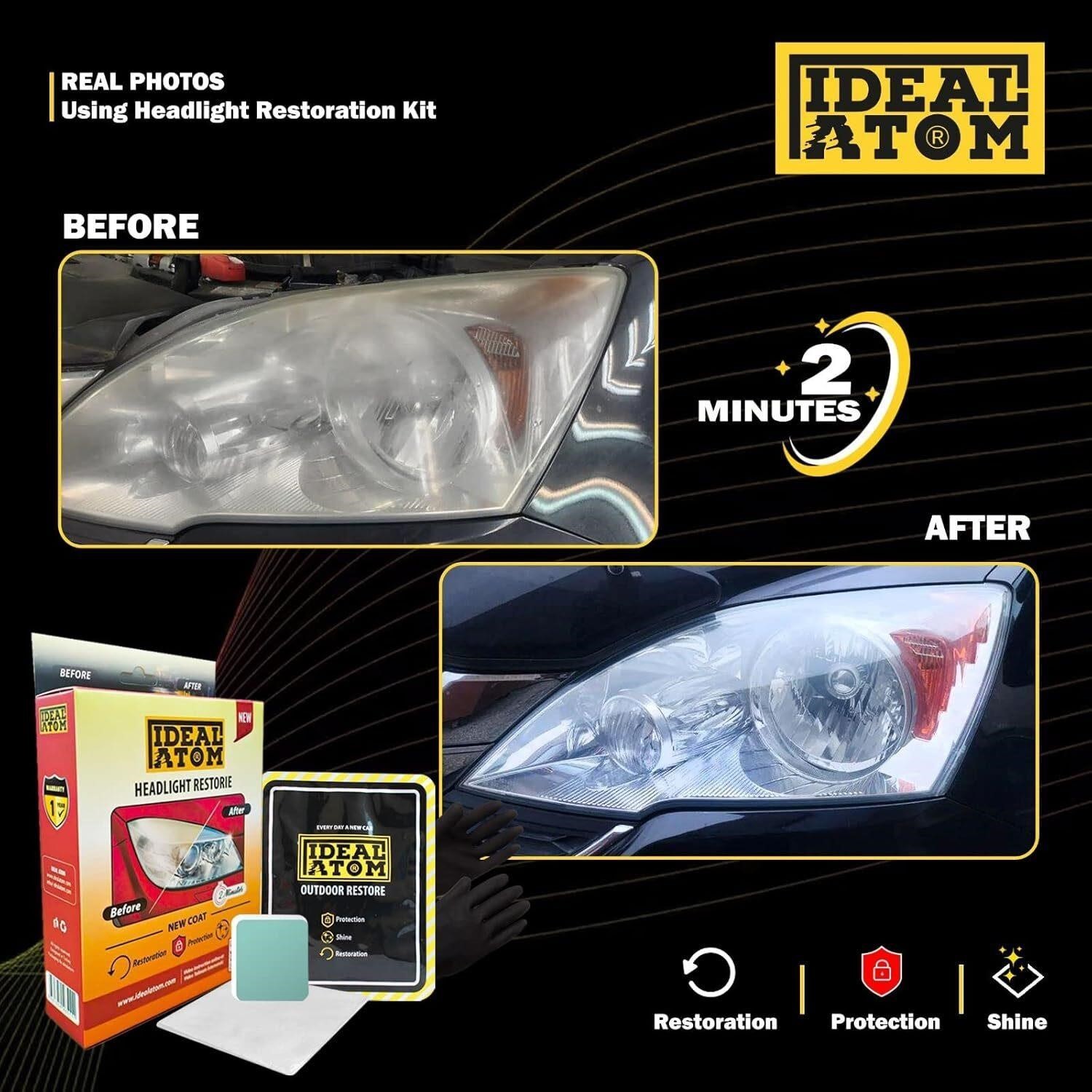IDEAL ATOM Headlight Restore Kits, renew haedlight Lens, Clear the Fog