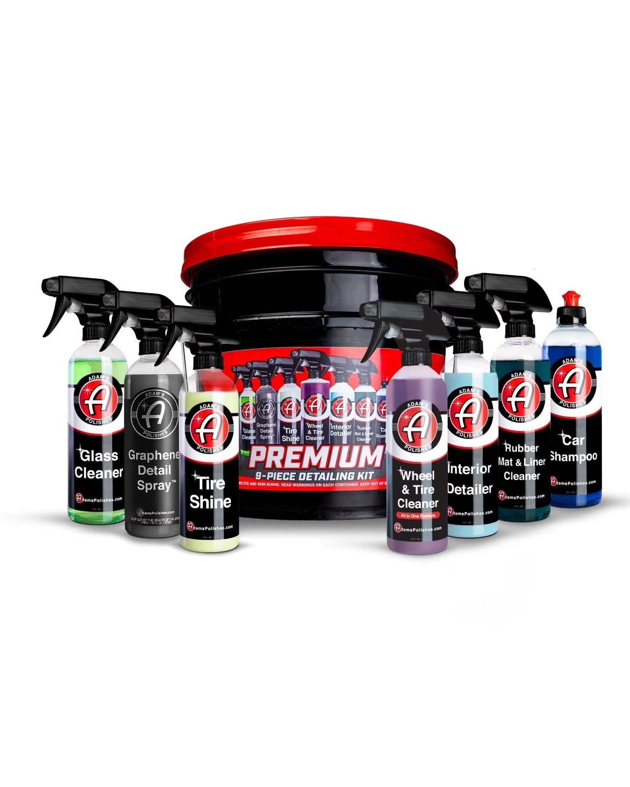 Car Detailing Kit 9 Piece Bucket Glass Cleaner Graphene Detail Spray Tire Shine