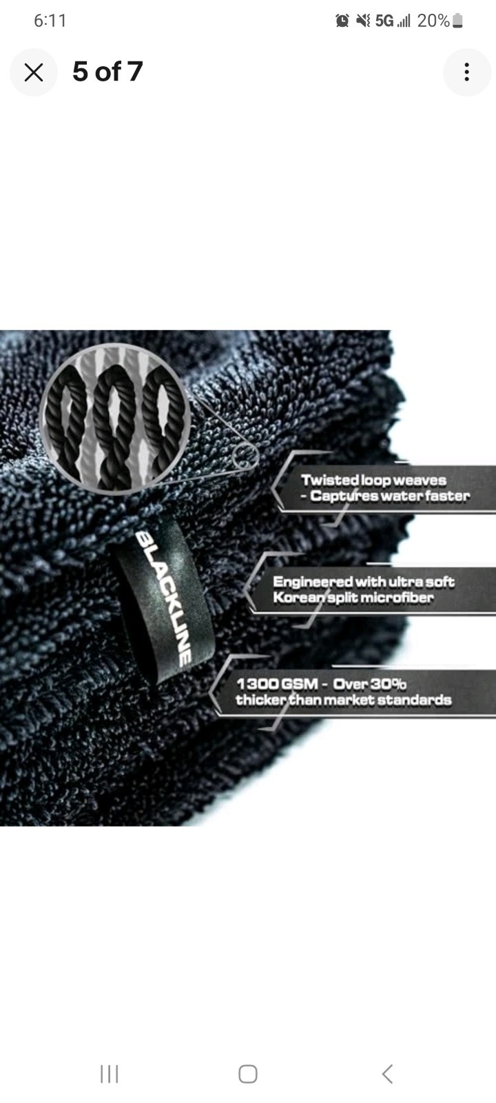 Blackline Drying Towel #1 Rated Car Drying Towel for Car Detailing, Streak-Free