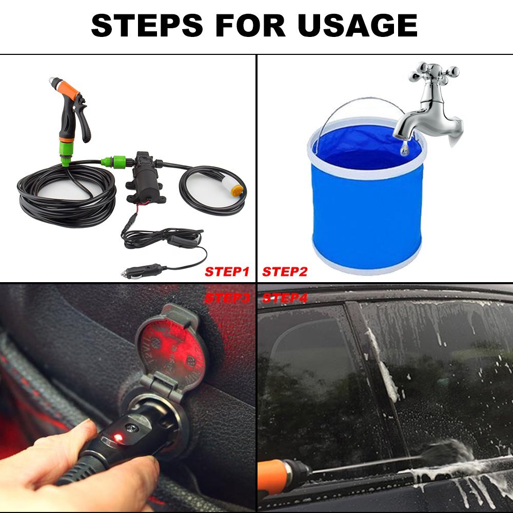 12V High Pressure Self-Priming Electric Car Portable Wash Washer Kit Water Pump