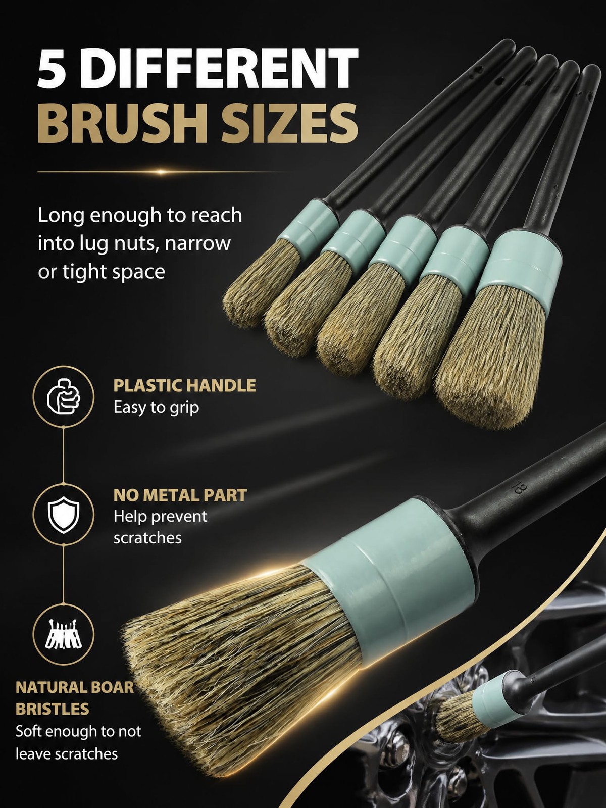 TAKAVU Complete Car Detailing Brush Kit 5,