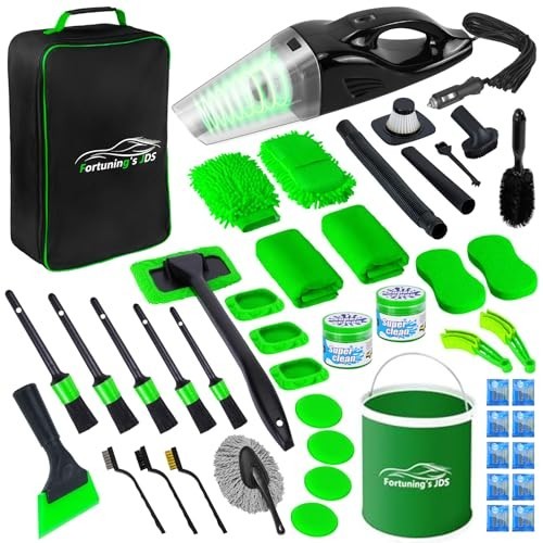 47PCS Car Detailing Kit – Interior Cleaner, Vacuum, Brushes & Bucket for Cars, B