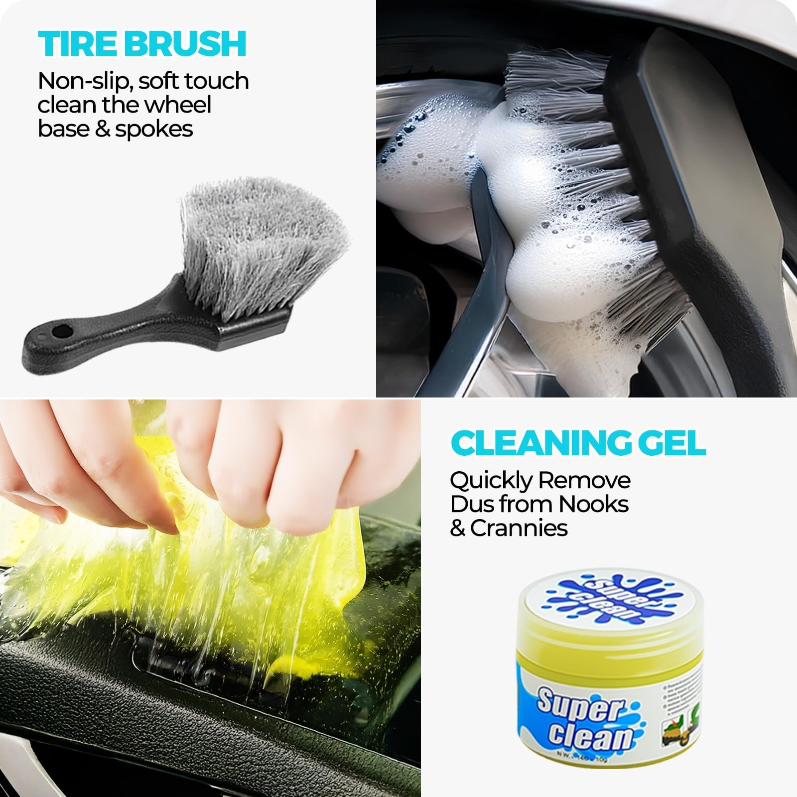 30Pcs Car Detailing Kit – Brushes, Cleaning Gel, Extendable Dusters & Tools Set
