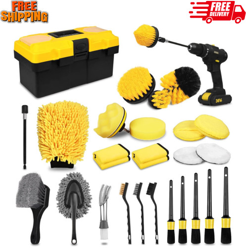27-Piece Professional Car Detailing Kit with Brushes for Interior and Exterior
