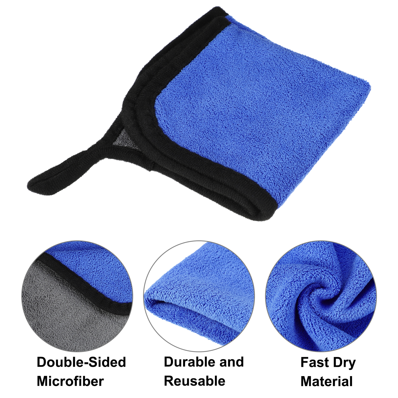 6pcs Microfibre Car Drying Towel 9.84″x9.84″ Extra Large 500 GSM Gray Blue