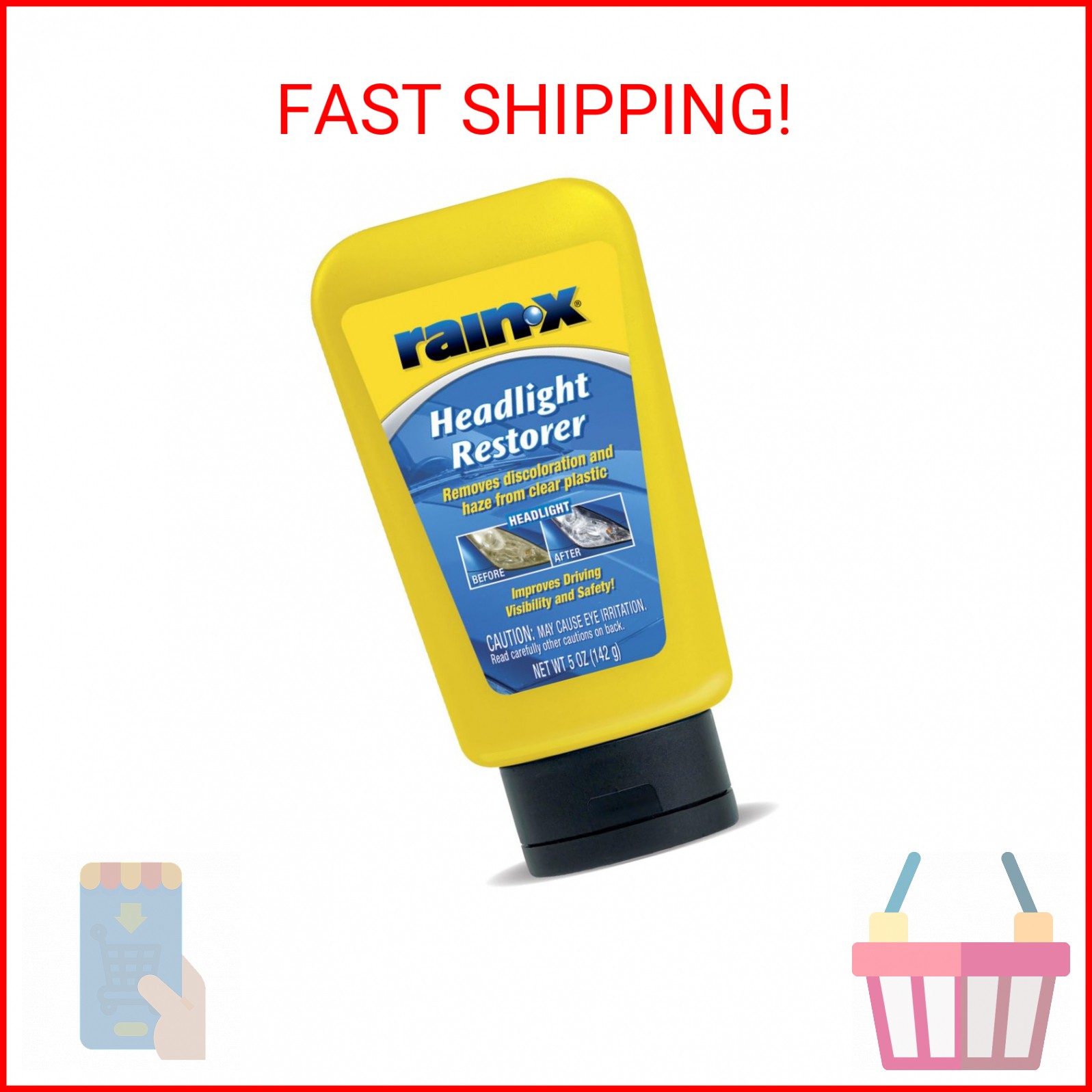 Rain-X 800001810 Headlight Restorer, Headlight Cleaner & Restoration Liquid for