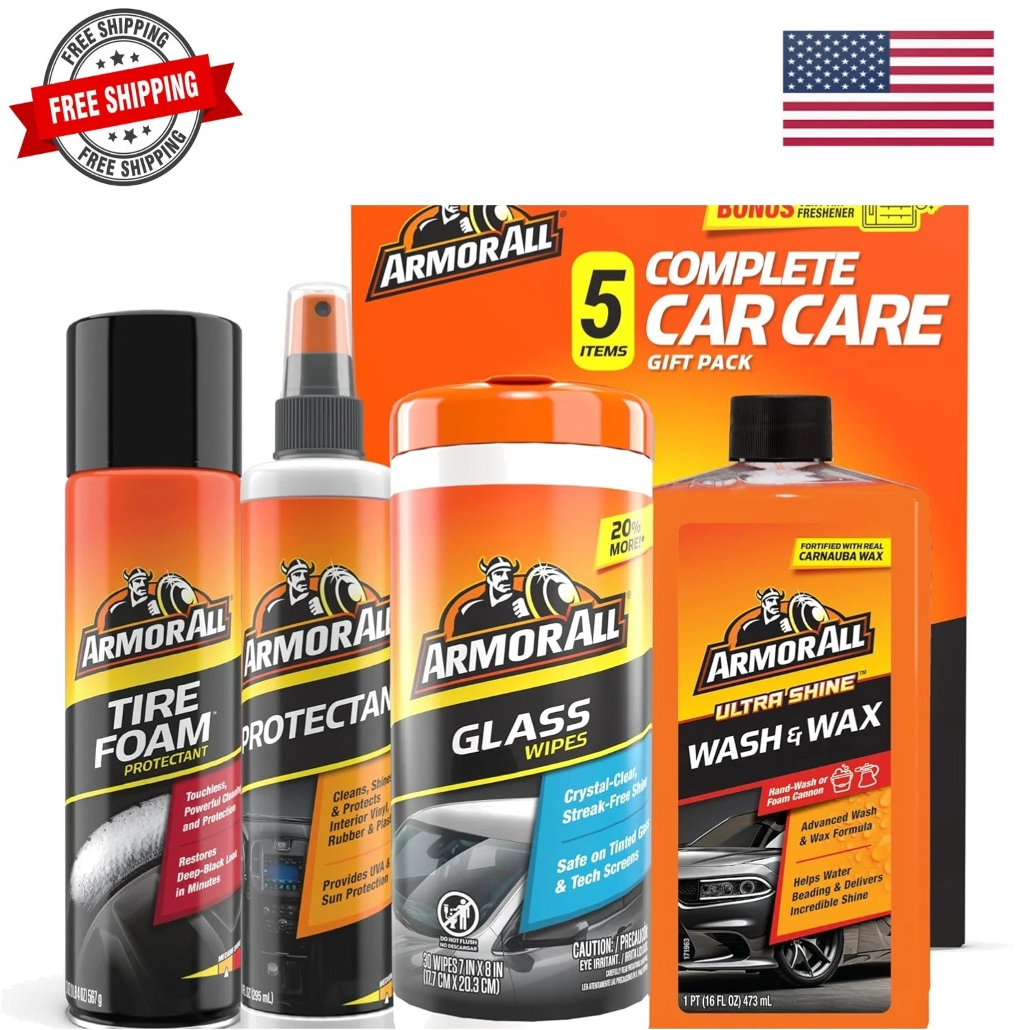 Car Wash and Car Cleaner Kit by , Includes Glass Wipes, Car Wash & Wax Concen…