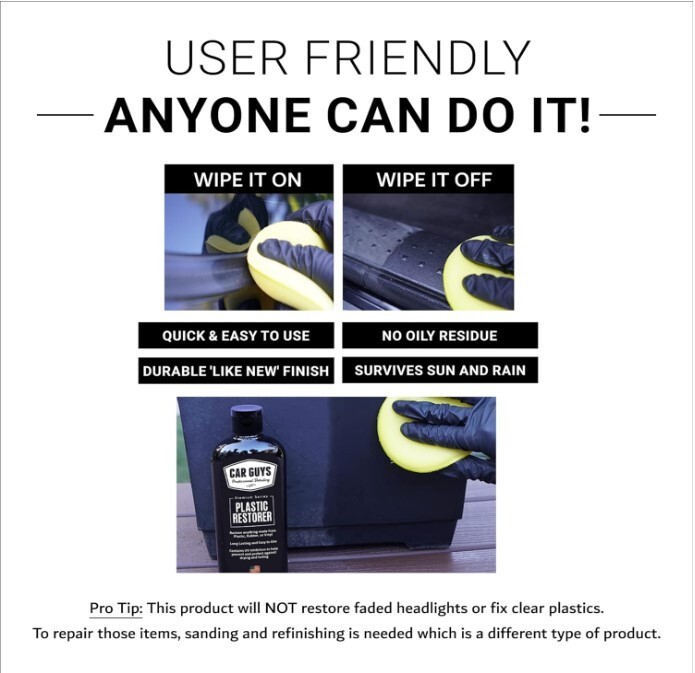 CAR GUYS Plastic Restorer | Bring Plastic, Rubber, and Viny, 8oz with Applicator