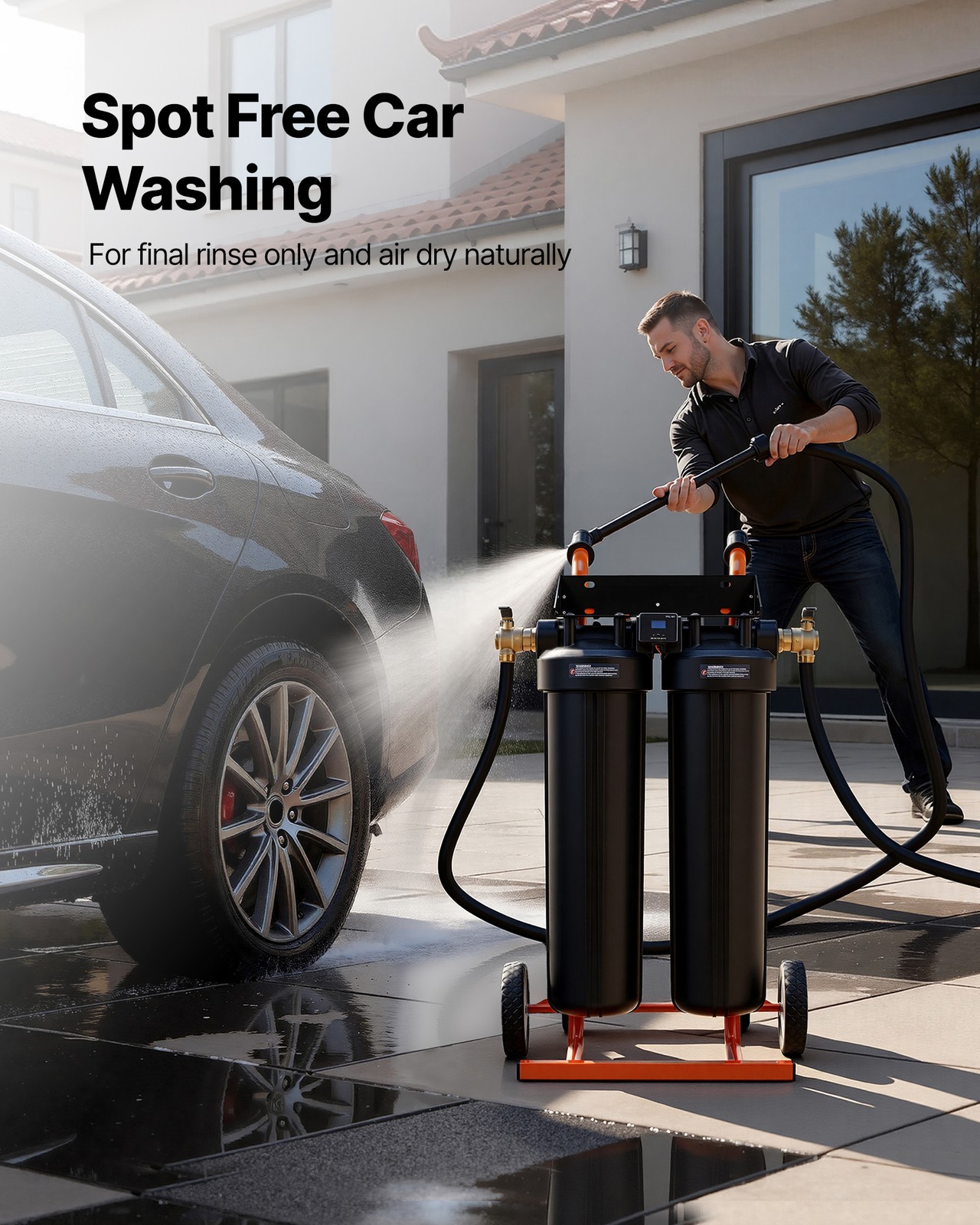 VEVOR Deionized Water System for Spotless Car Wash with 2 x 4L DI Resin & Bypass