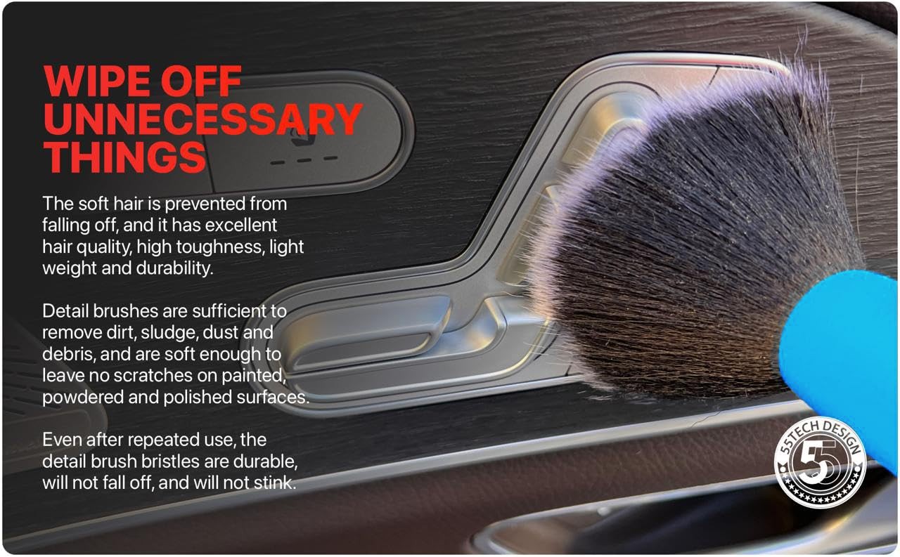 Preimum Car Detailing Brush Set – 5 Pack Auto Detail Kit for Automotive, BLUE