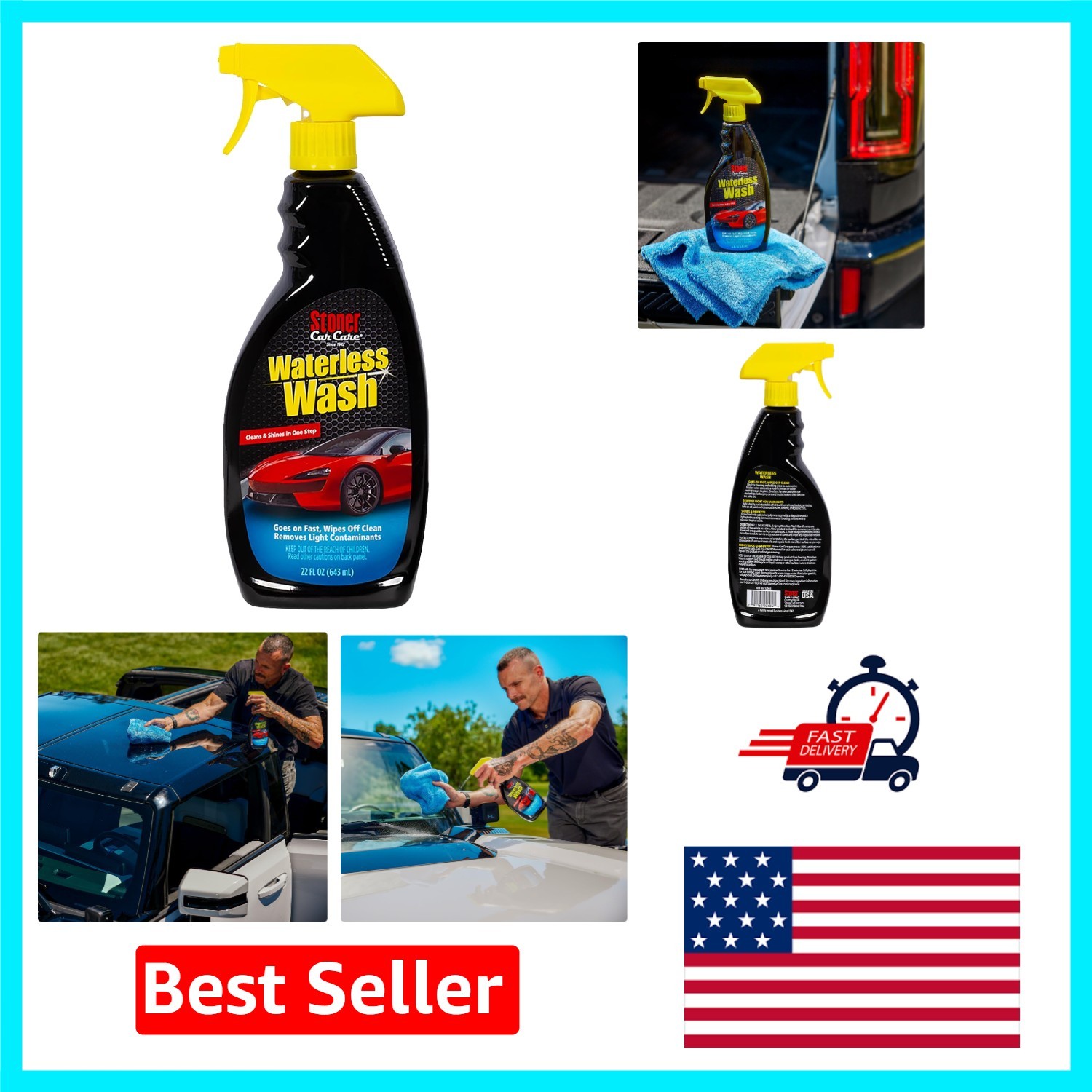 Hydrophobic Waterless Wash Spray – 22 Fl Oz, Cleans & Protects All Vehicles