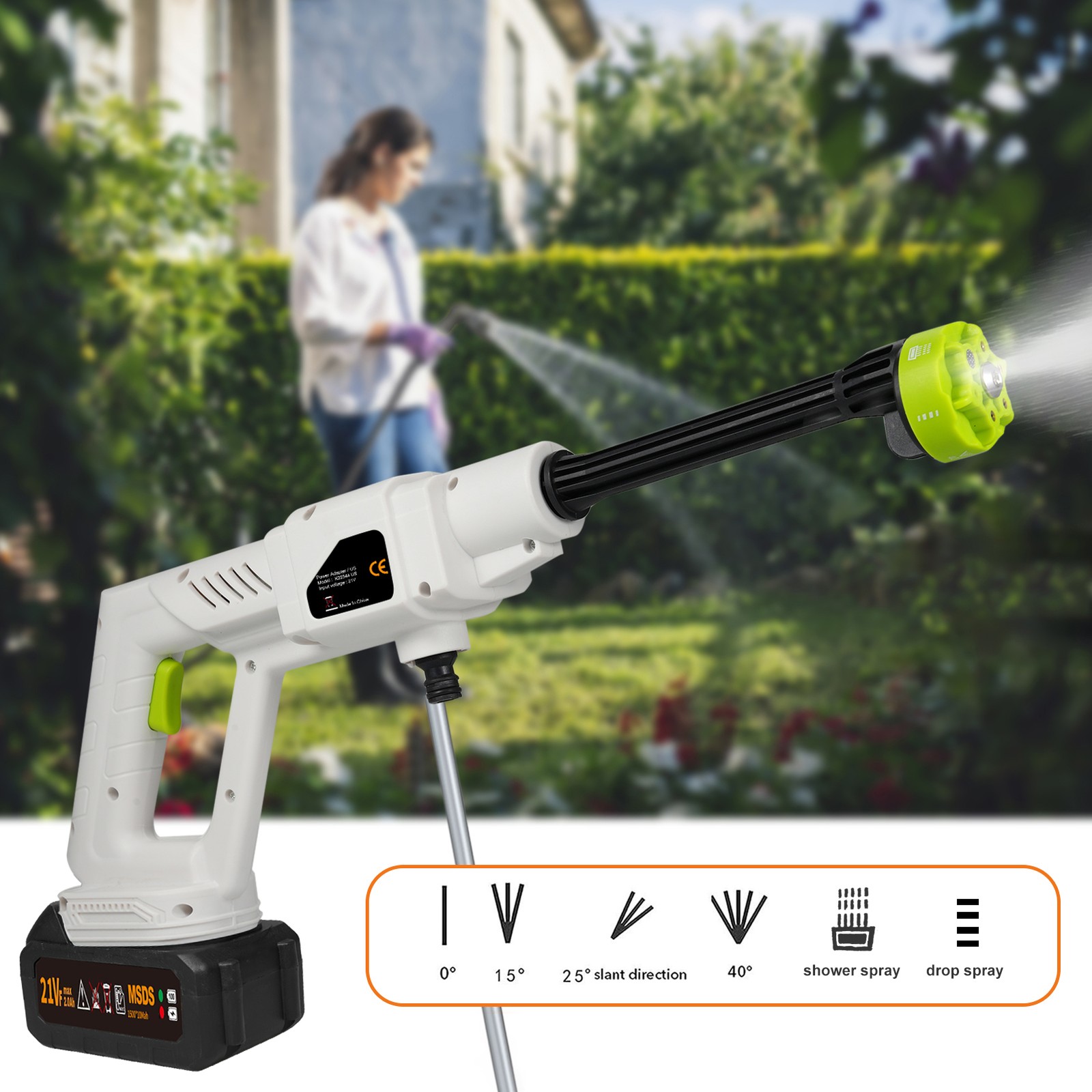 Handheld Pressure Washer Portable Powerful 21V Car Wash Gun With 2pcs Recha SEGJ