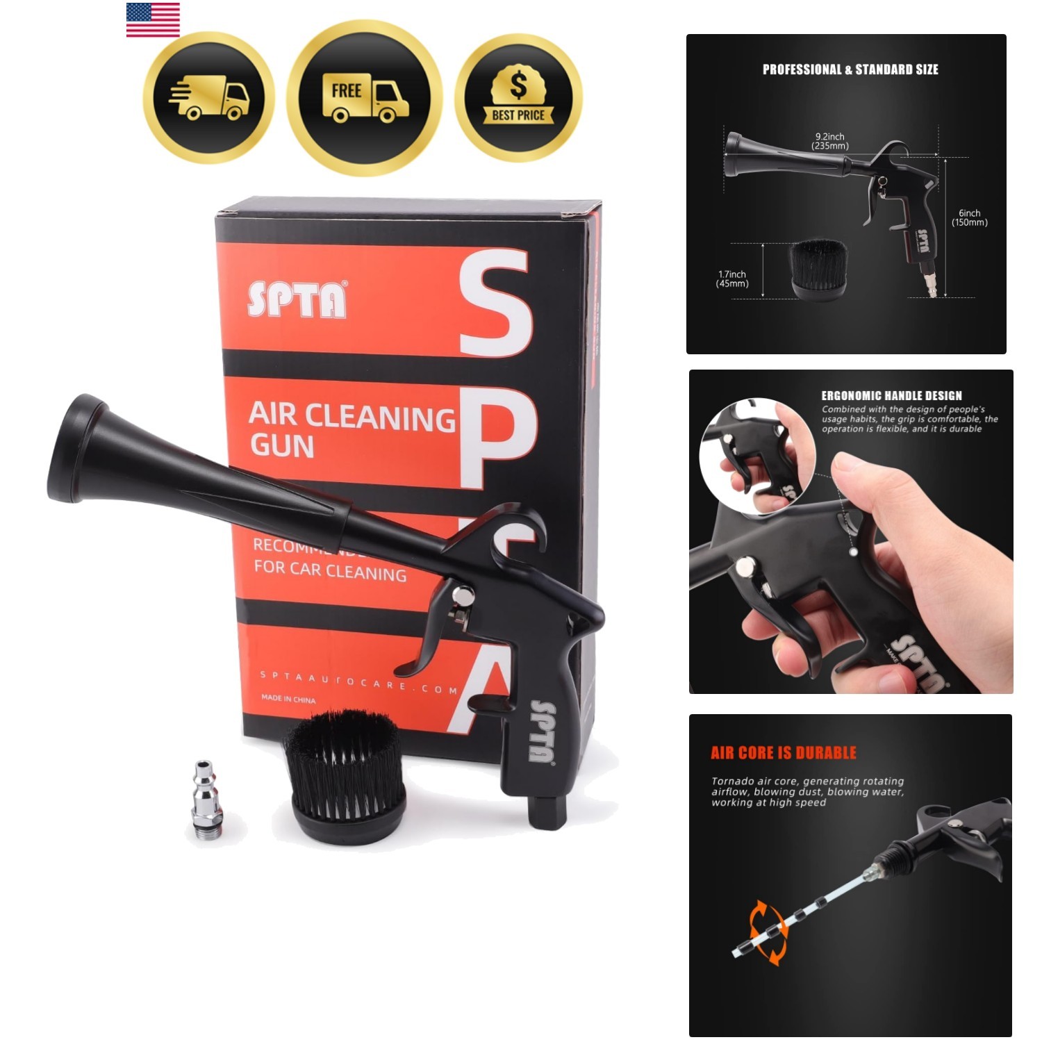 Car Cleaning Gun High Pressure Air Blow Gun Kit Dust Dirt Blaster