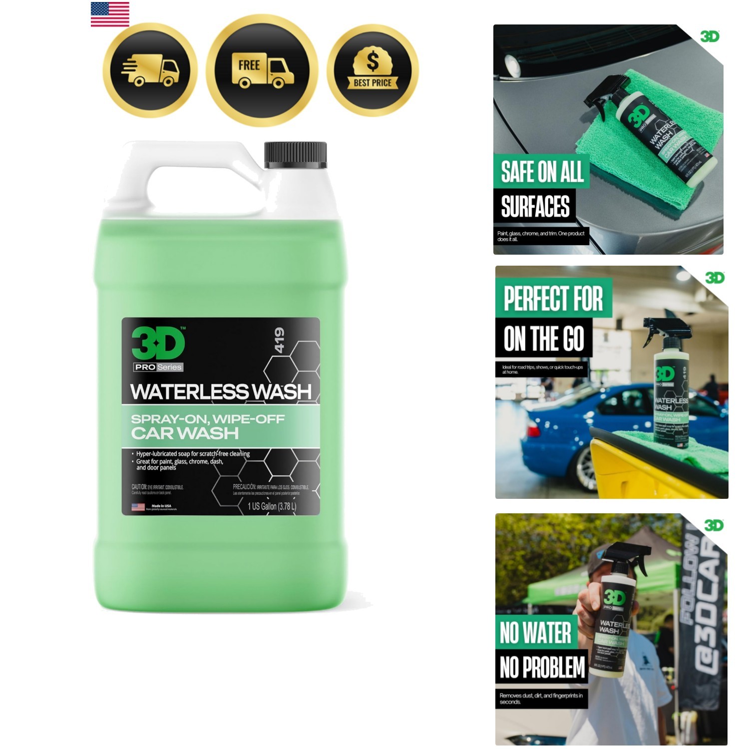 Waterless Car Wash – Easy Spray Waterless Detailing Spray – No Soap or Water …