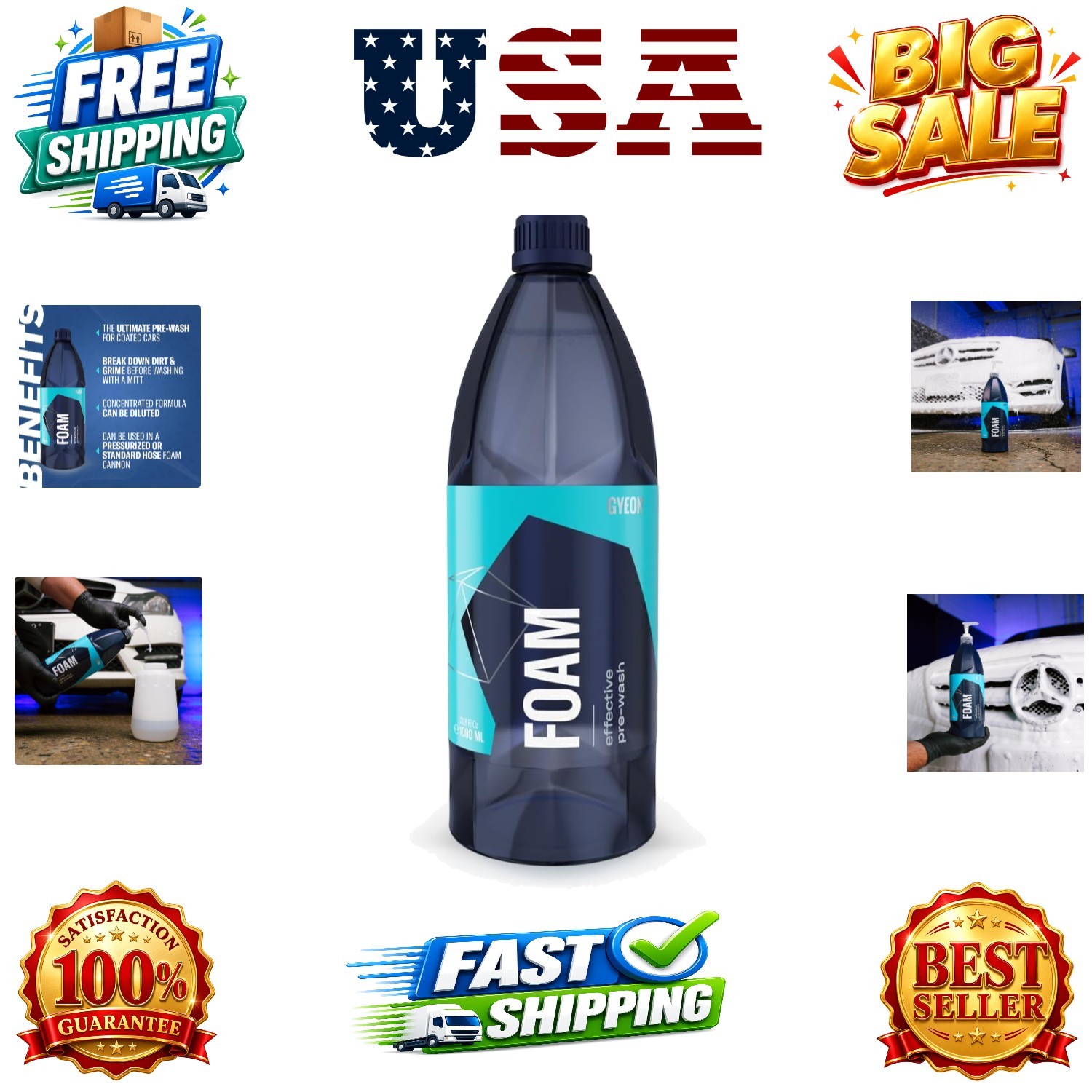 Foam Car Pre‑Wash Snow Foam for Safe Paint Cleansing Deep Clinging Suds Touc…