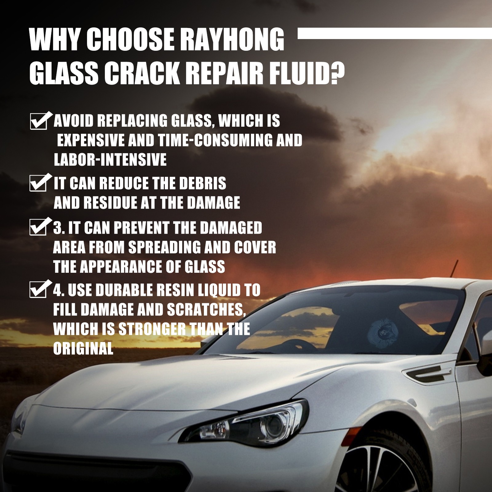Professional Quick Windshield Repair Fluid – Fixes Cracks & Chips in Car Glass