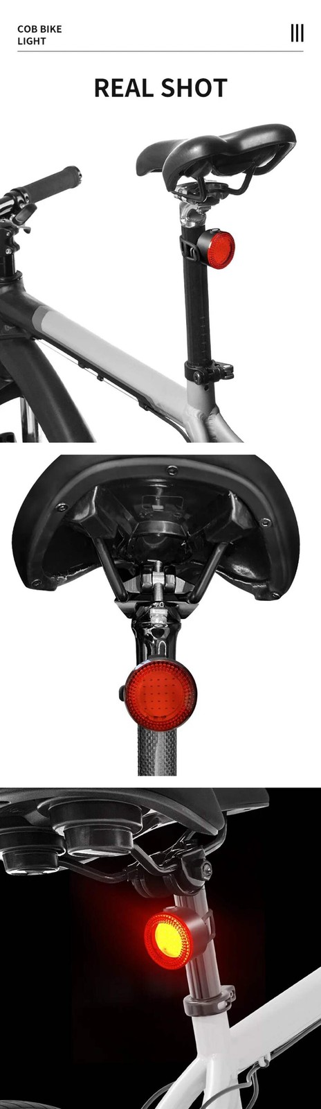BUCKLOS Bike Light COB Front Rear Bicycle Lights LED Rechargeable Mountain Road