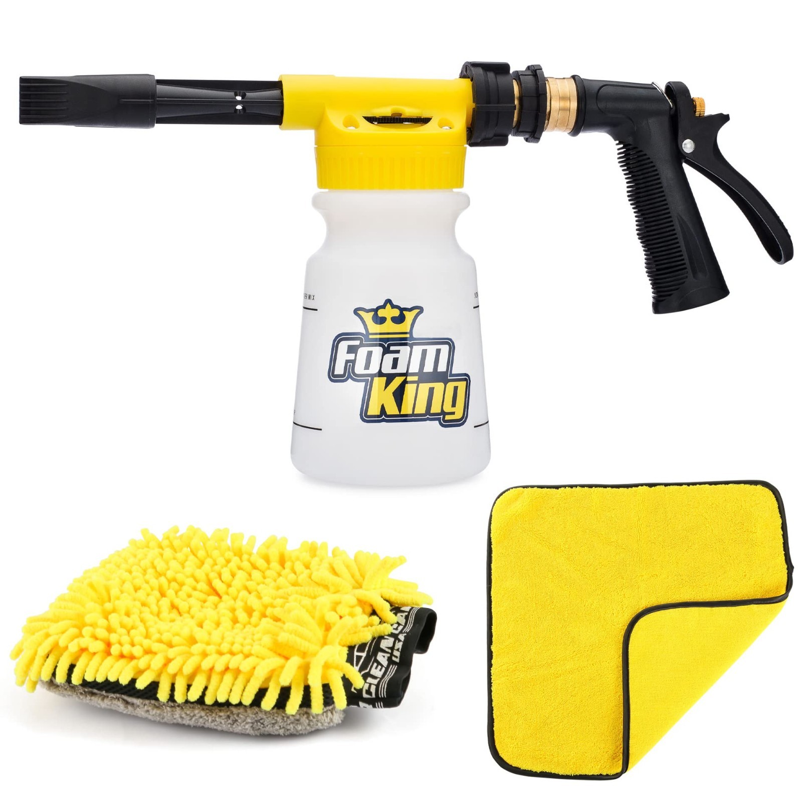 Foam Car Wash Gun & Microfiber Mitt – Scratch-Free Snow Foam Cannon Kit for Auto