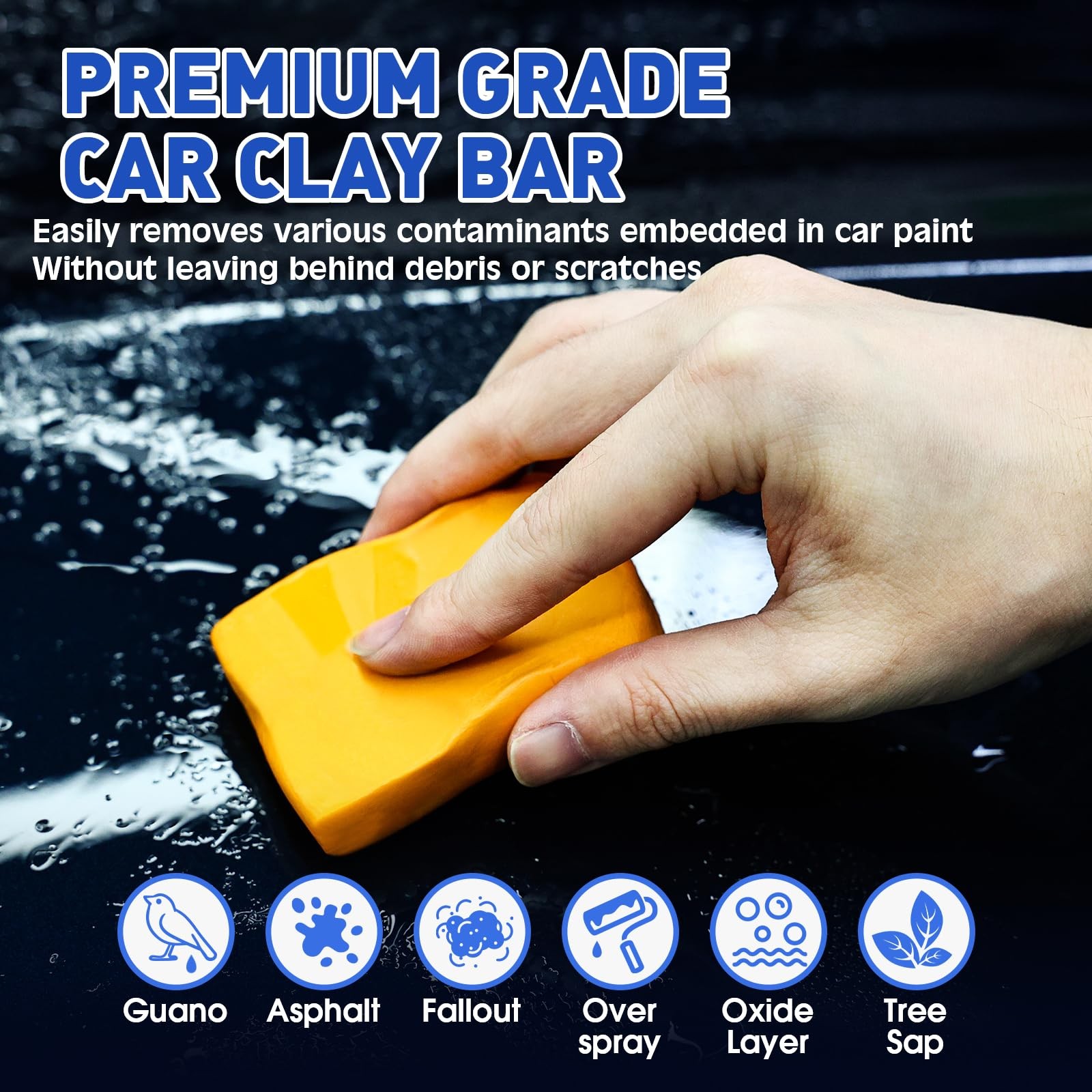 TEAWOO Clay Bars Kit, 6 & 20 PCS Lubricant Tablets, 6 count, Orange