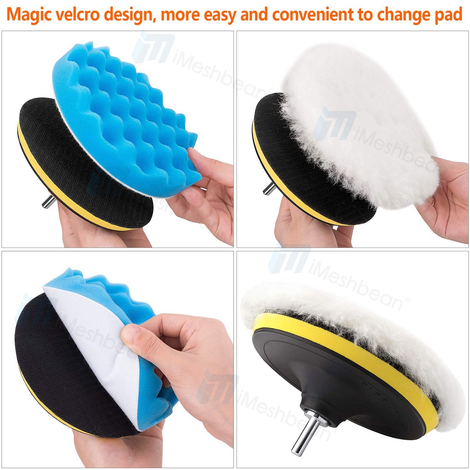 7/6/5/3INCH Car Buffing Pads Polishing for Drill Sponge Kit Waxing Foam Polisher