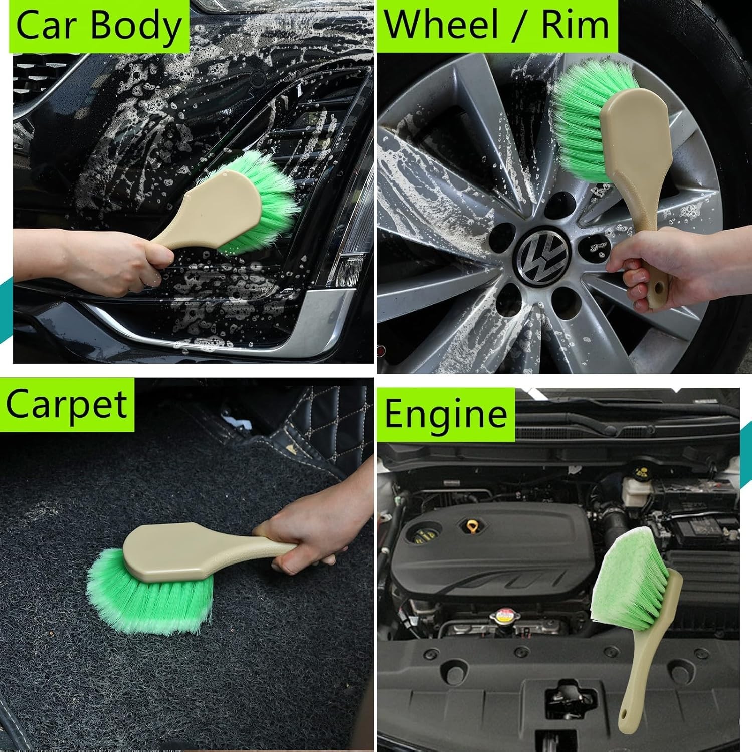 Car Wheel Tire Brush Set Soft & Stiff Bristles Car Detailing Cleaning Supplies