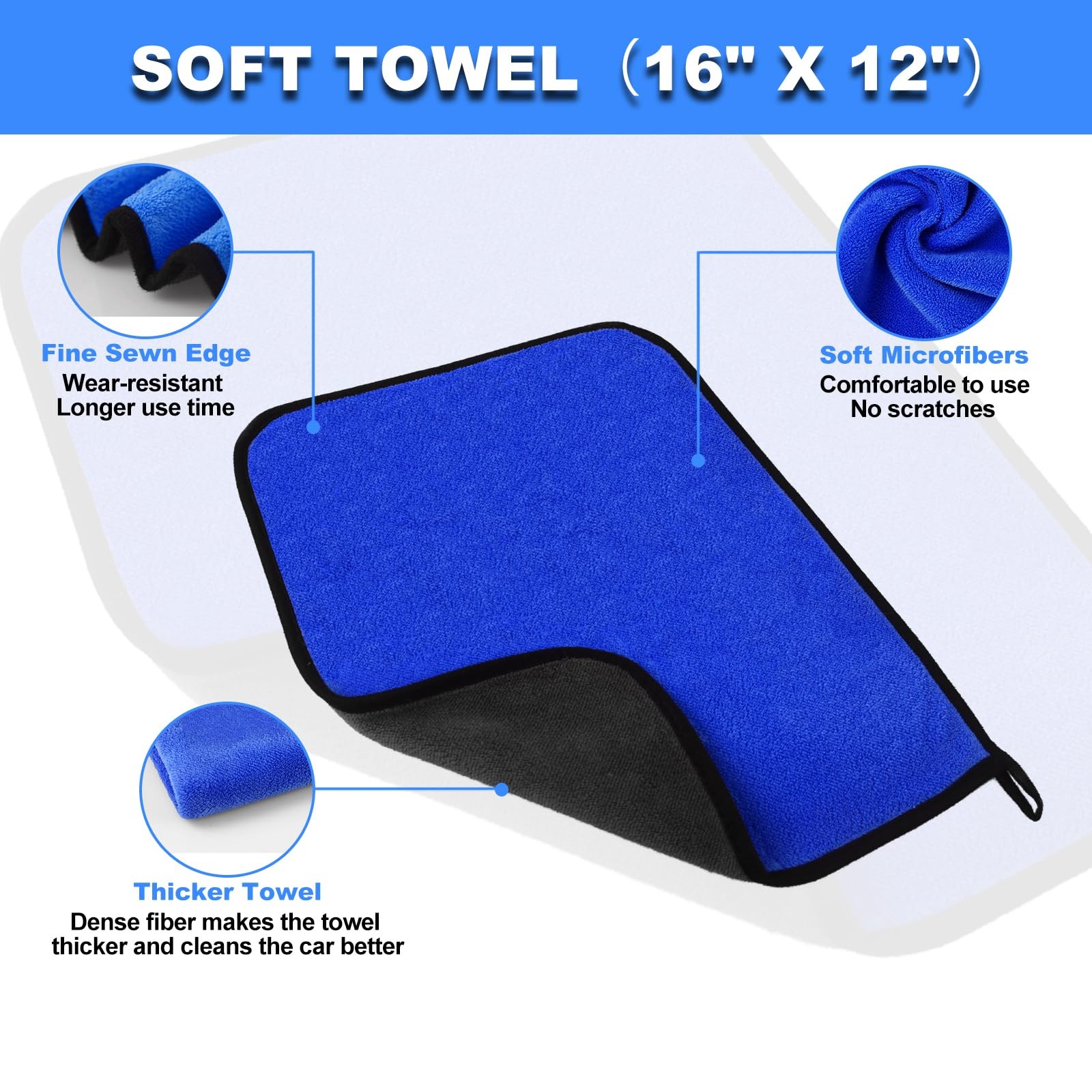 NIKCOSMK 62” Car Wash Brush with Long Handle, Kit 8Pcs, Blue