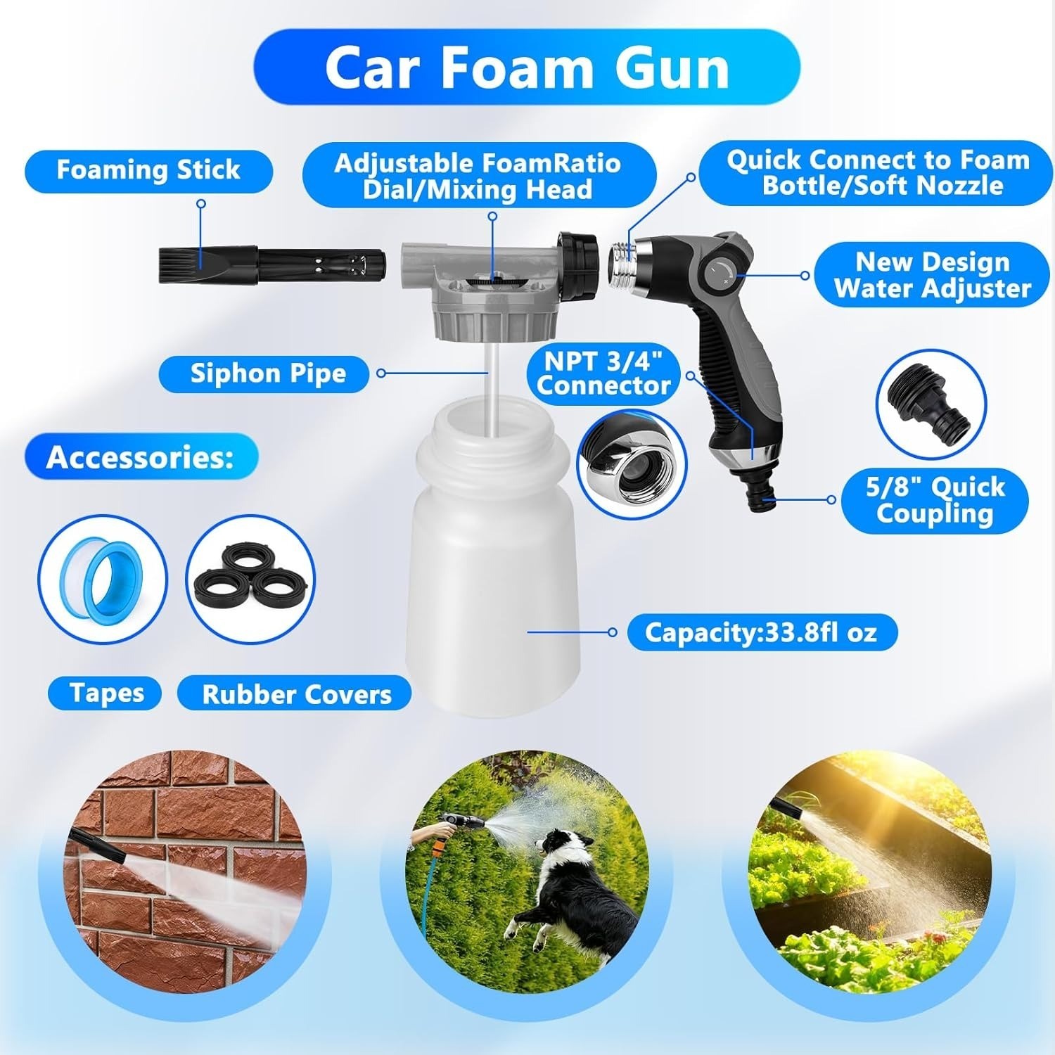 Car Wash Detailing Kit with Foam Gun, Car Cleaning Kit Set