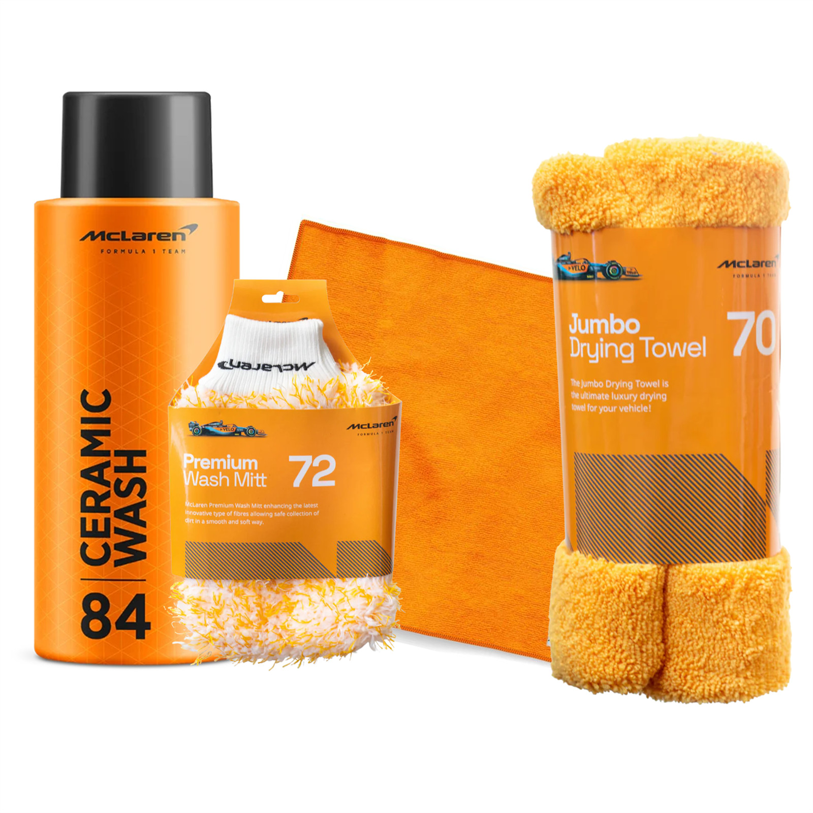 McLaren Ceramic Wash 500ml+Wash Mitt+Micro Fiber Cloth+Jumbo Drying Towel