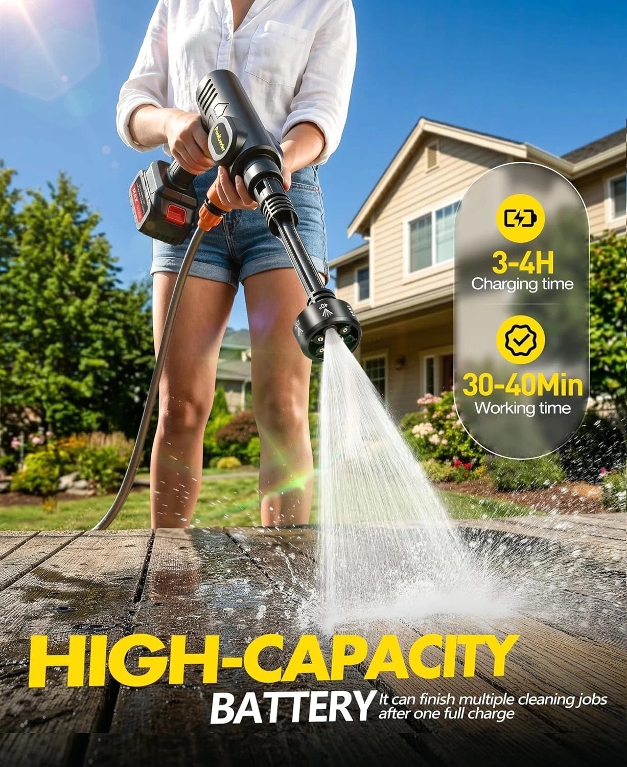 Efficient Handheld Cordless Car Washer with Foam Cannon – Ideal for Outdoor Use