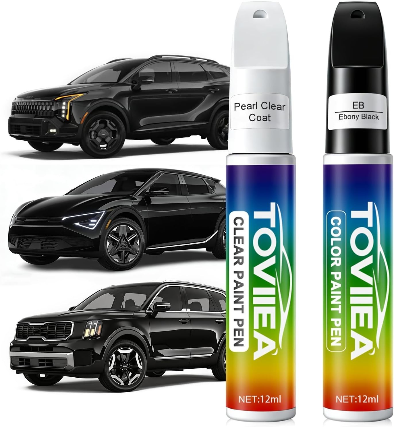 Complete 2-in-1 Scratch Repair Kit: Ebony Black Touch Up Paint for KIA Models