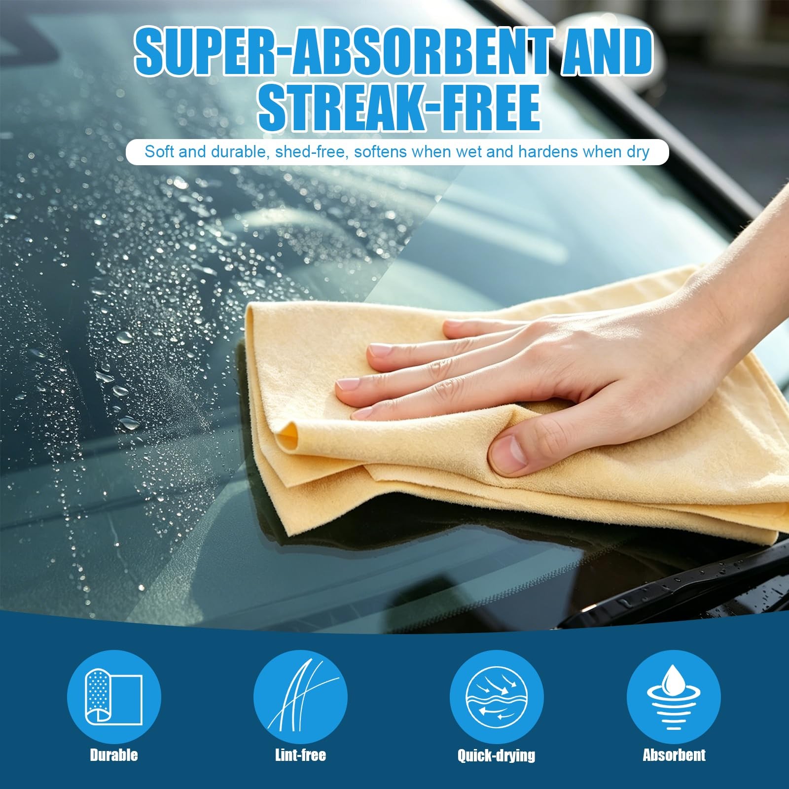 Car Cleaning Kit – Microfiber Towels for Cars, Chamois Cloth Drying Towels Ca…